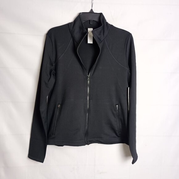 Isabella Activewear Women’s Black Full Zip Jacket Size M Ruffle Hem NWT - Picture 5 of 8